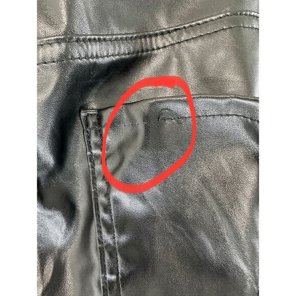 REVICE Black Faux Leather Punk Grunge Split Hem Straight Leg Pant Size 25 - Picture 9 of 14